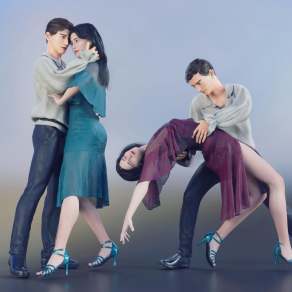 现代跳舞男女3D模型下载